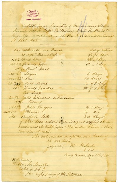 Liste aller vorhandenen Vorräte von William H. Fowle